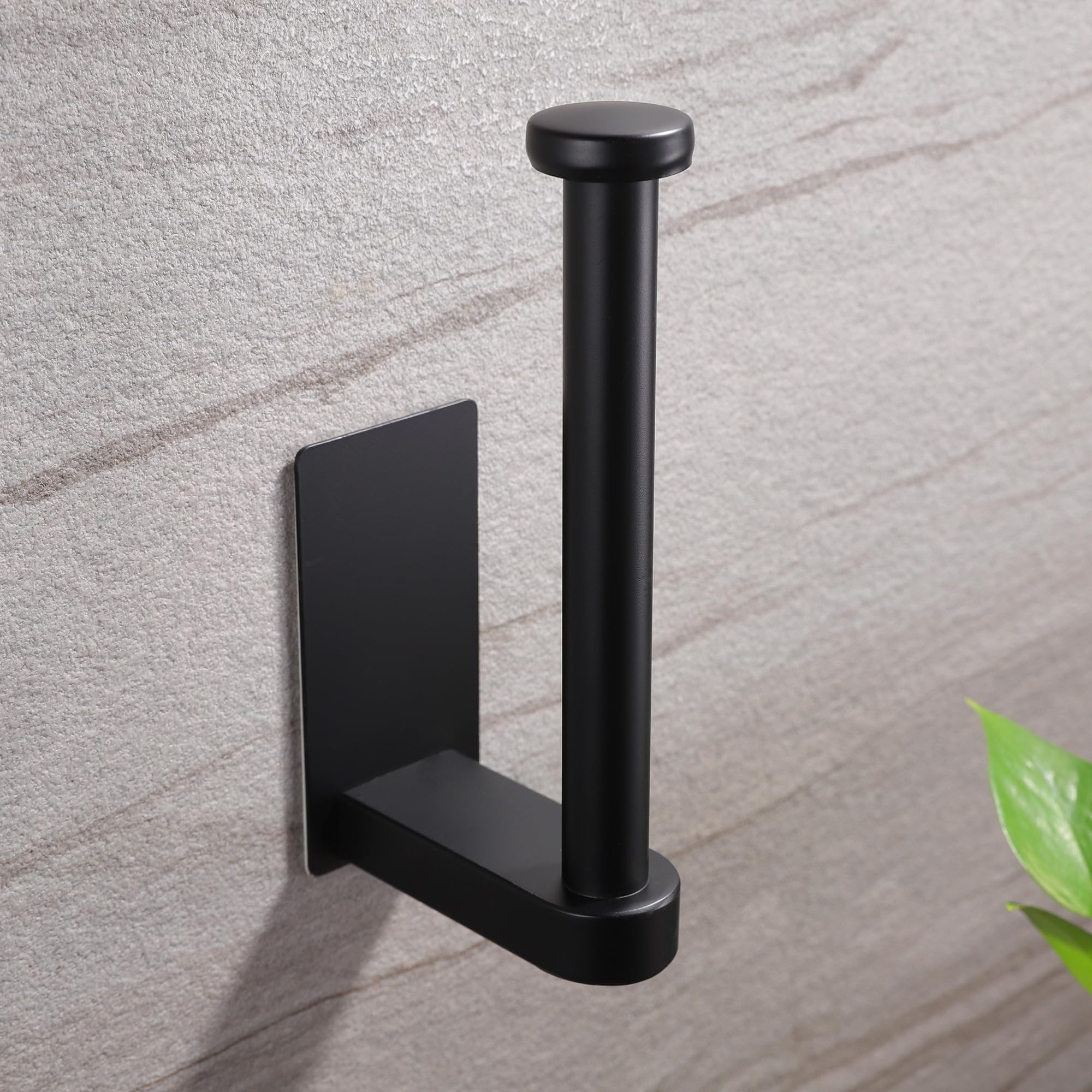 YIGII Toilet Paper Holder Self Adhesive - Black Toilet Roll Holder Adhesive Toilet Tissue Holder Stick on Wall for Bathroom and Kitchen, SUS 304 Stainless Steel