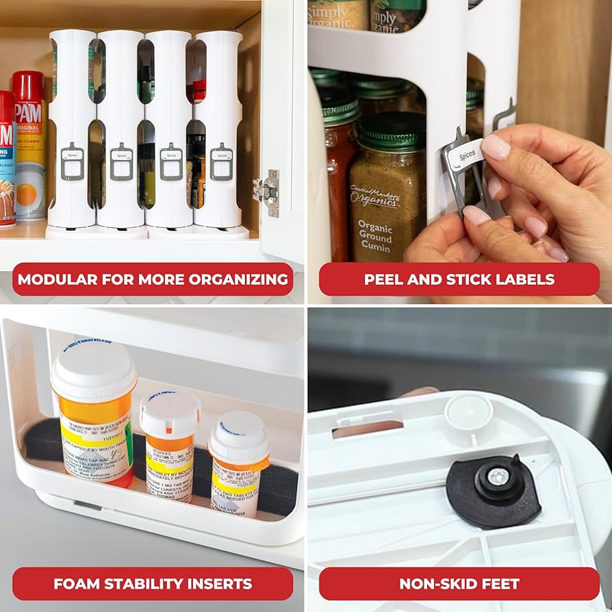 Amazon.com: 櫥櫃櫥櫃香料架收納架- 滑動和旋轉廚房收納器和收納