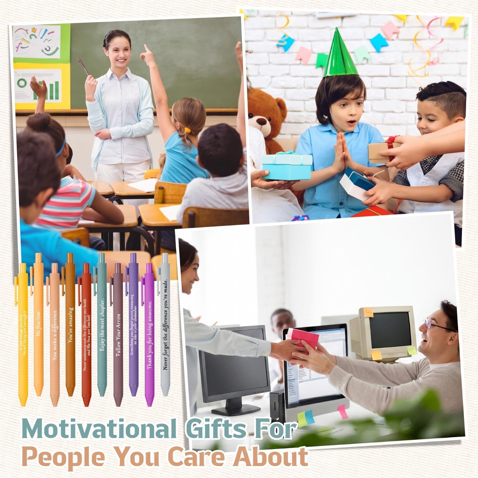 Teling 100 Stück inspirierende Stifte in Großpackung, motivierende Kugelschreiber, Großpackung mit lustigen Sprüchen, Zitaten, positives Dankeschön, Geschenk für den Schulanfang, Erwachsene