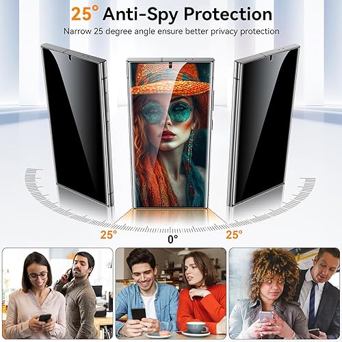 Miniatura 2 de Paquete de 2 protectores de pantalla de privacidad para Samsung Galaxy S23 Ultra / S22 Ultra de 6.8 pulgadas (sin vidrio), alineación automática,