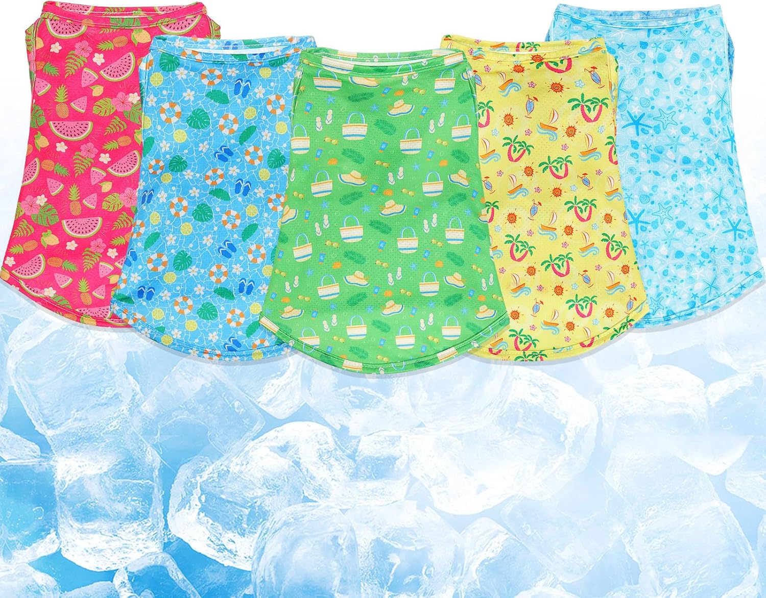 5 Pack Dog Cooling Shirts Quick Dry Vest Mesh Breathable Instant Cooling Dog Vest Lightweight Summer Beach Hawaii Jacket Collar for Outdoor Walking Hunting Hiking Clothes (S)