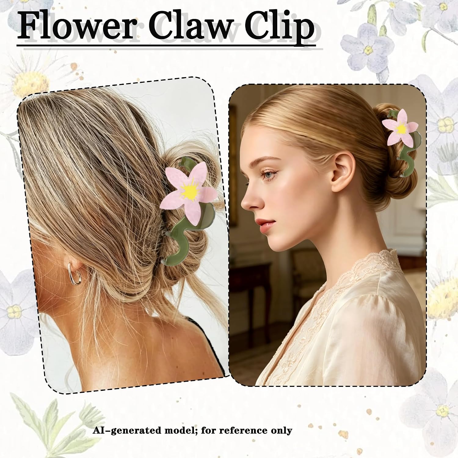 Flower Claw Clip Pink Flower Hair Clip for Women and Girl Non-Slip Strong Hold Summer Accessories for Short Long Fine & Thin Hair