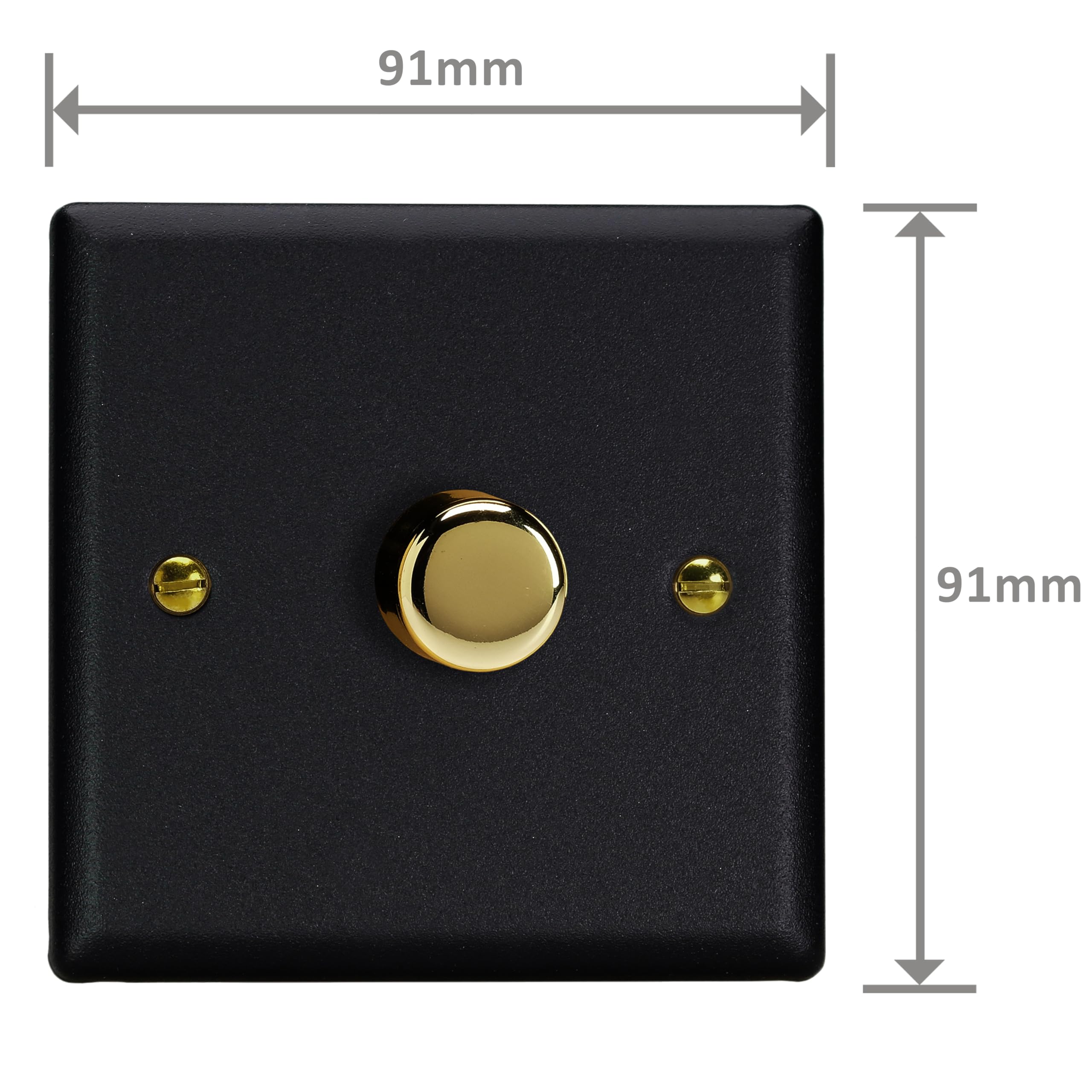 Varilight V-Pro - Dimmer LED rotante a 2 vie, 1 x 0-120 W, colore: nero opaco con pomello in ottone lucido