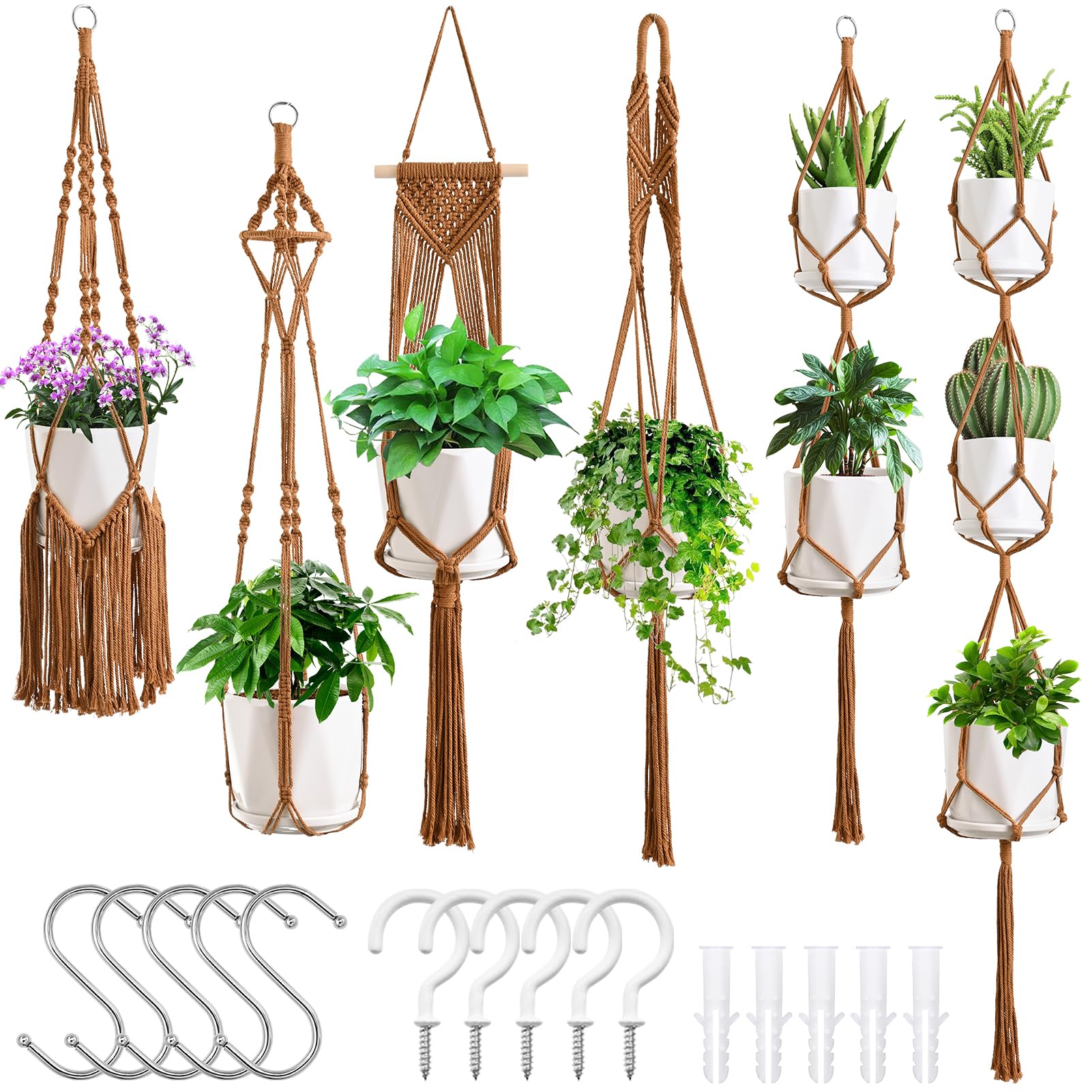 No.6マクラメ‪‎‪‪hana✿‬‪hanging Amazon.com: SFENNGPET Macrame Plant Hangers, 6Pack Hanging