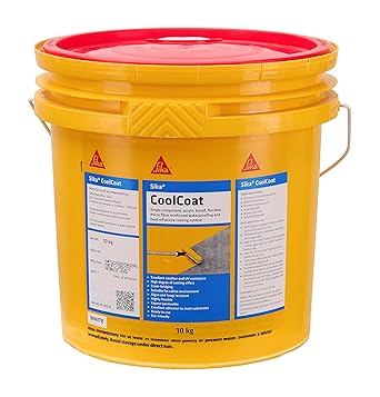 Sika CoolCoat, Flexible, micro fibre reinforced waterproofing and heat reflective coating system for roof slabs and terraces, White, 10kg