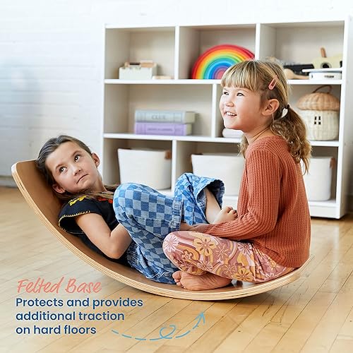 Miniatura 5 de ECR4Kids Tabla de equilibrio con base de fieltro, juguete Montessori, verde