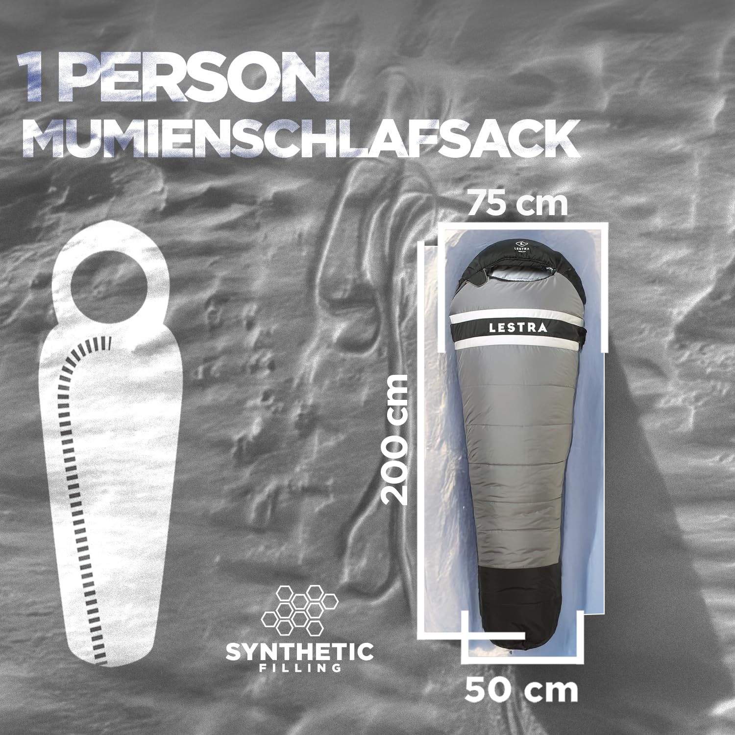 Lestra Outdoor - Greenland - Ekstremalny Zimny Śpiwór - T° Limit Komfort -11°C - Ciepło i Komfort - Dorosły - 225 x 80-1,9 kg Wielokolorowy