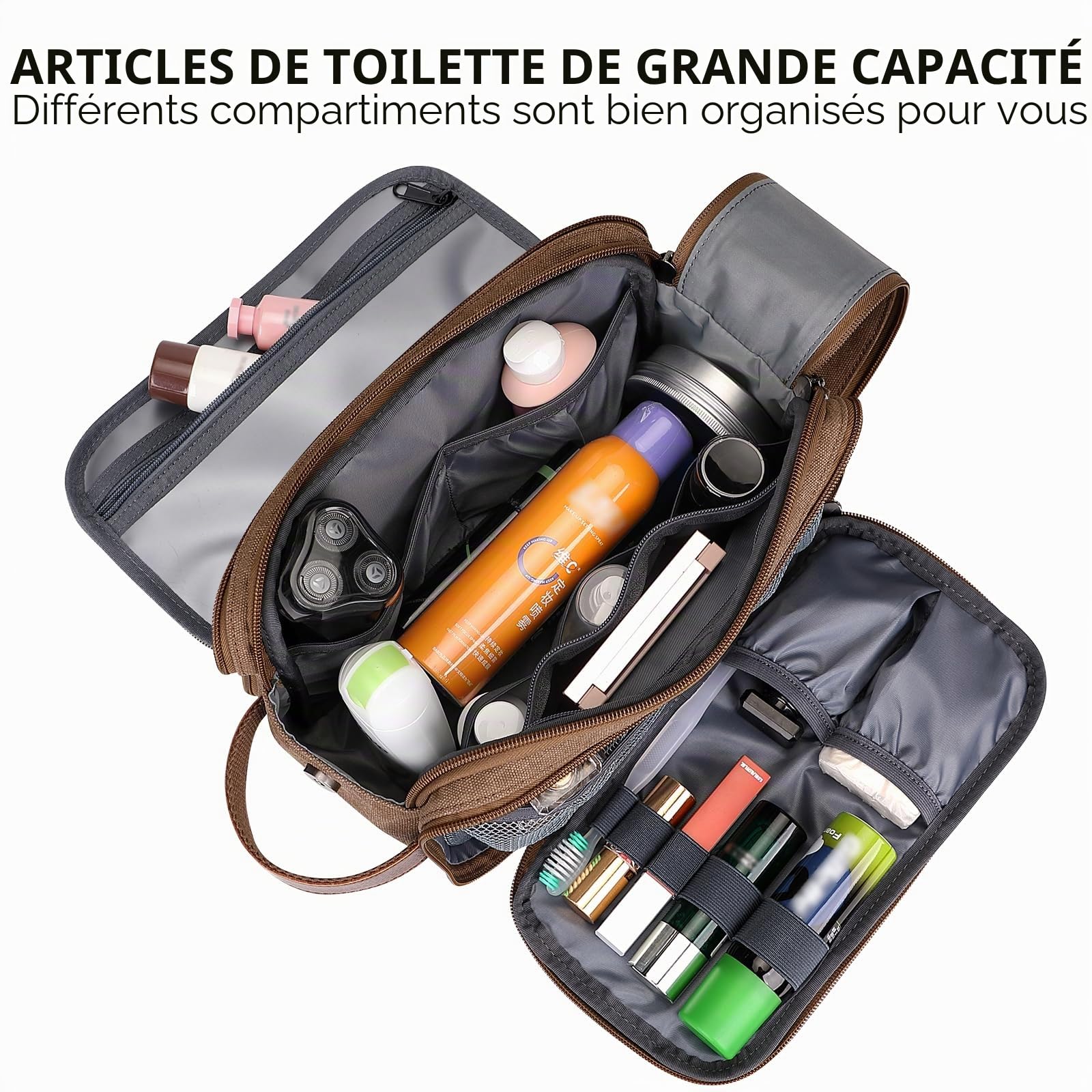 WITZMAN Trousse de Toilette en Toile pour Hommes avec Crochet de Suspension