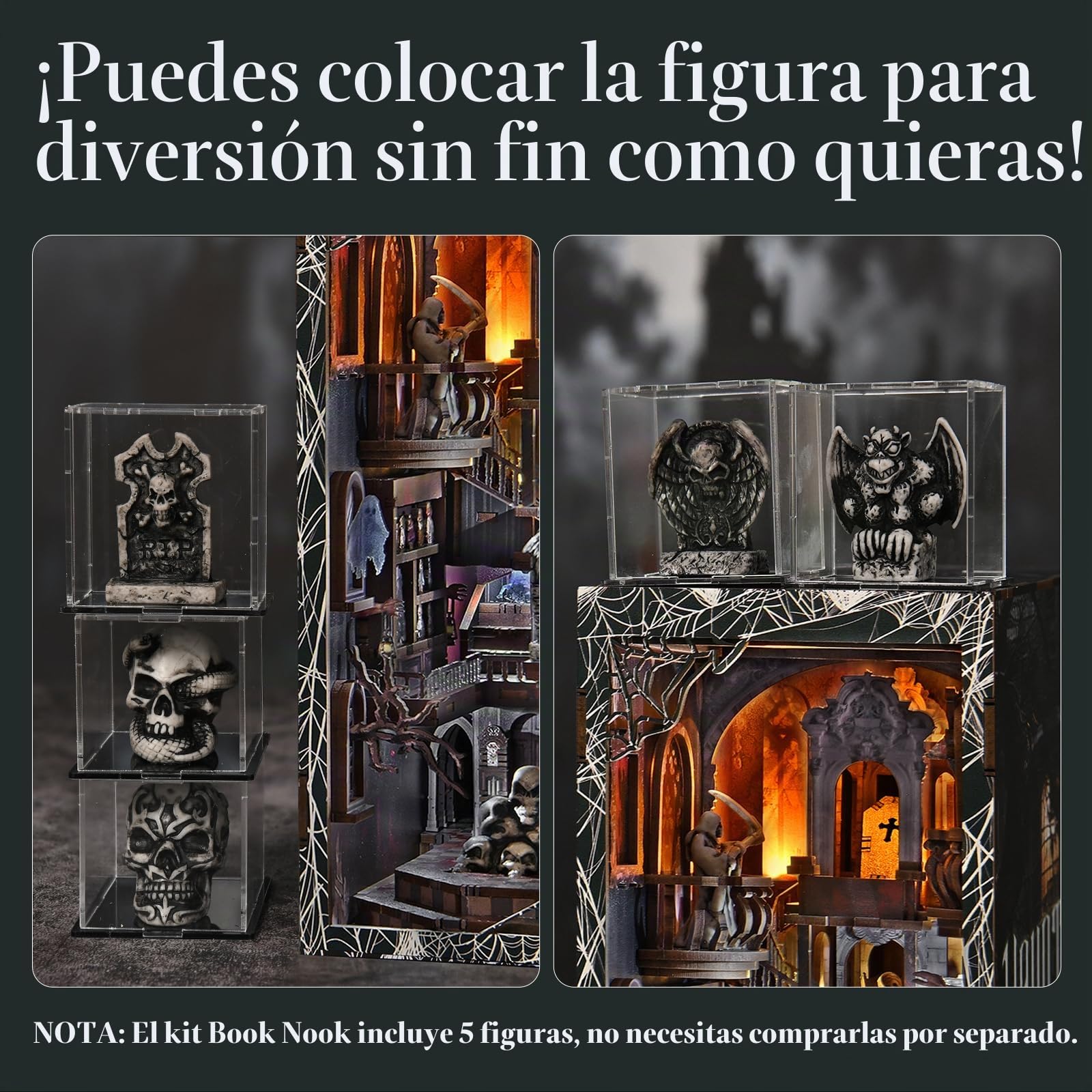 Book Nook Kit DIY – Miniatura Casa De Muñecas Con Luces LED Y Cubierta Antipolvo – Estilo Art Nouveau – Regalo Creativo Para Adolescentes Y Adultos (+14 Años)