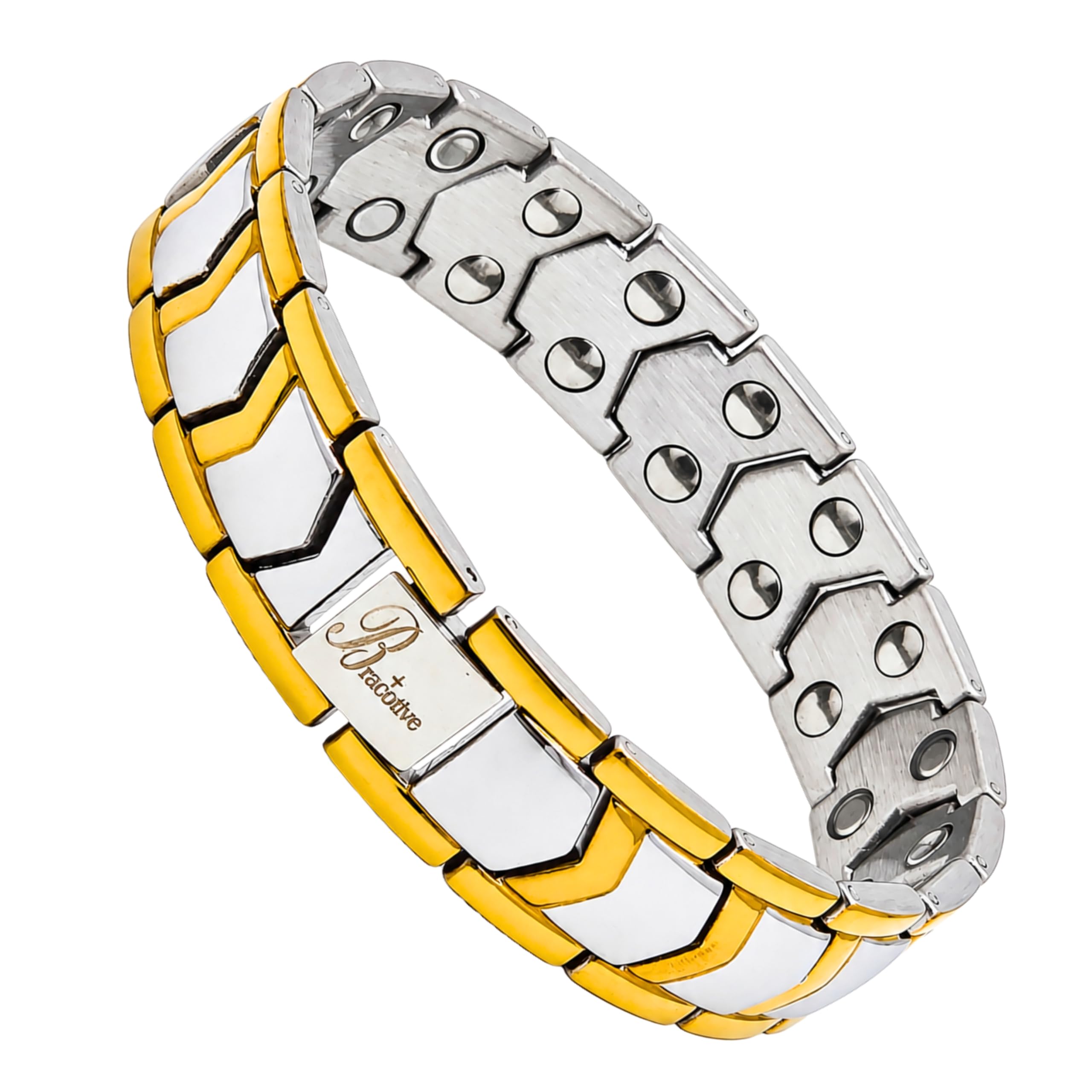 Bracotive® Bio Magnetic Titanium Bracelet Blood Pressure Control Chain Men-Women Bp Monitor Maintain Energy/Blood Circulation/Stamina/Pain/Strangth