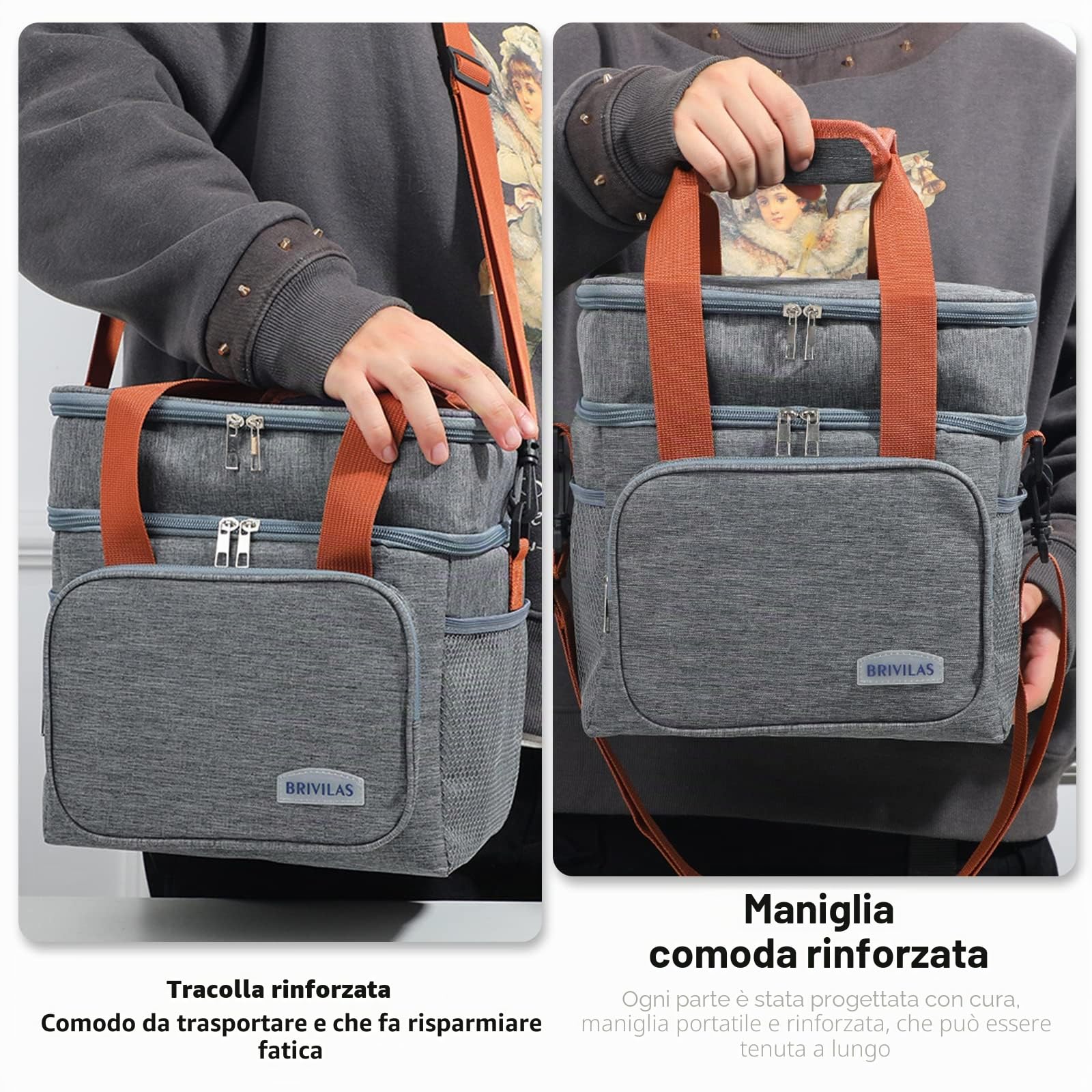 Borsa Termica 12L Isoterma con Tracolla per Picnic, Campeggio, Viaggio