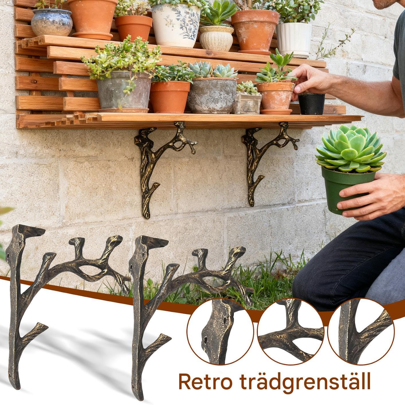 Staffe Per Ripiani Metallo Vintage Ramo Robusto