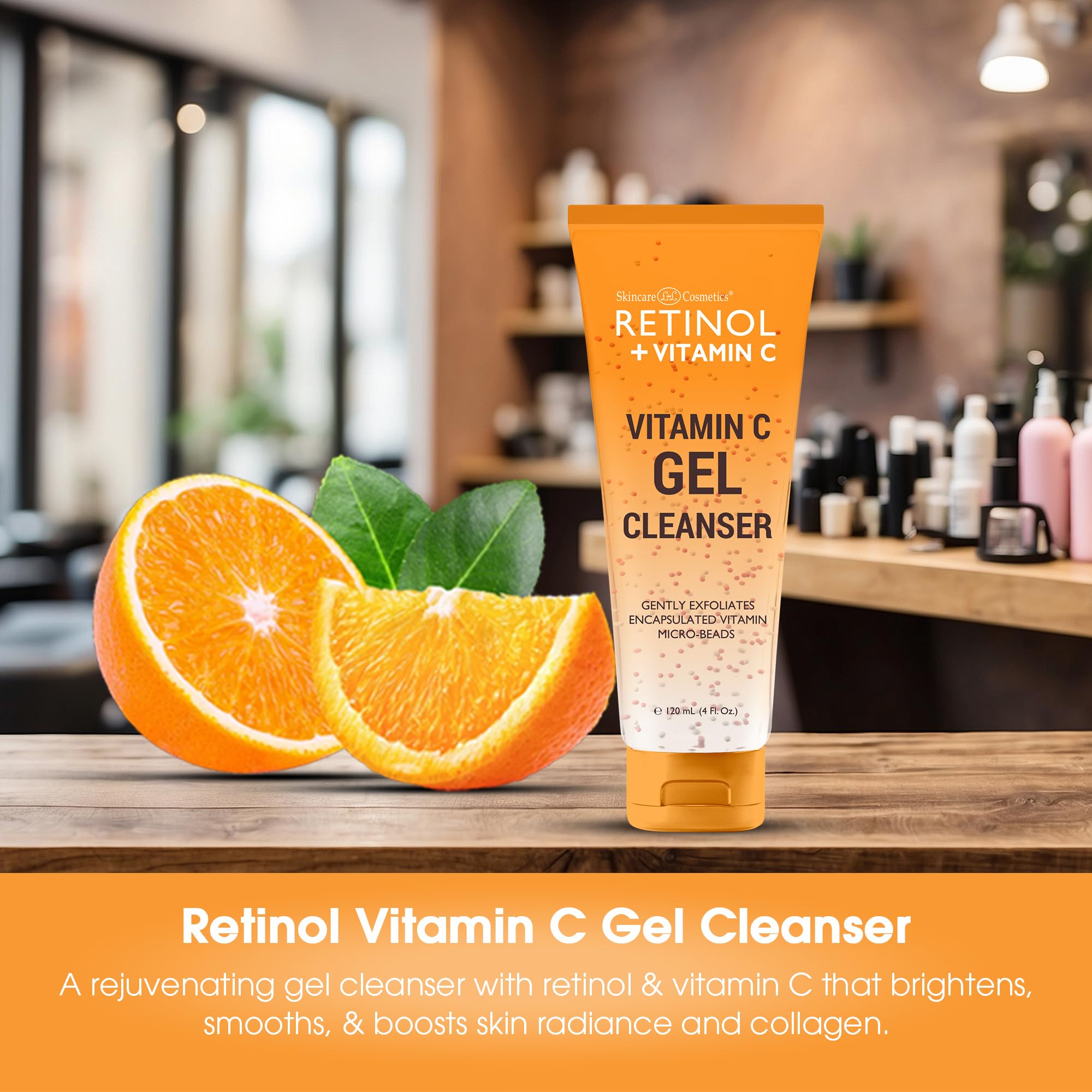 LIVAURA Retinol + Vitamin C Reiniger Gesichtswaschgel – Hellt auf und reduziert Zeichen der Hautalterung, feine Linien und ungleichmäßige Textur, 4 oz