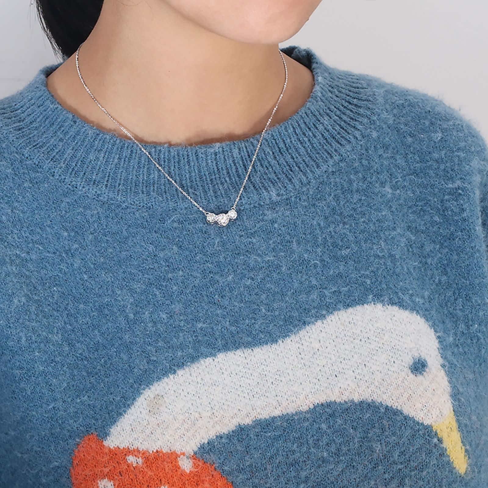 Damenmode-Anhänger, 14K/18K Weißgold Halskette 1ct Moissanit 18 Zoll