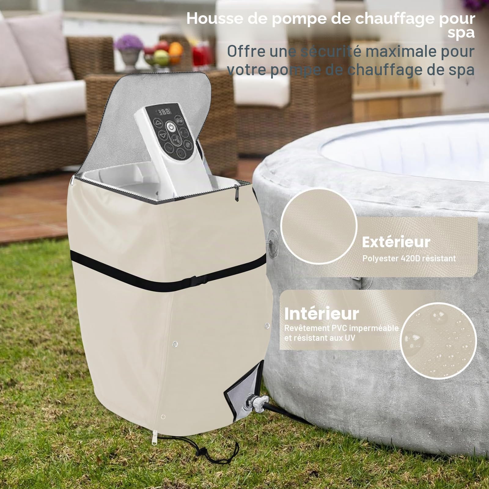 Housse de protection pour pompe de chauffage de jacuzzi, housse de protection contre la poussière, housse de protection contre la poussière, housse de pompe pour isolation de jacuzzi, imperméable et