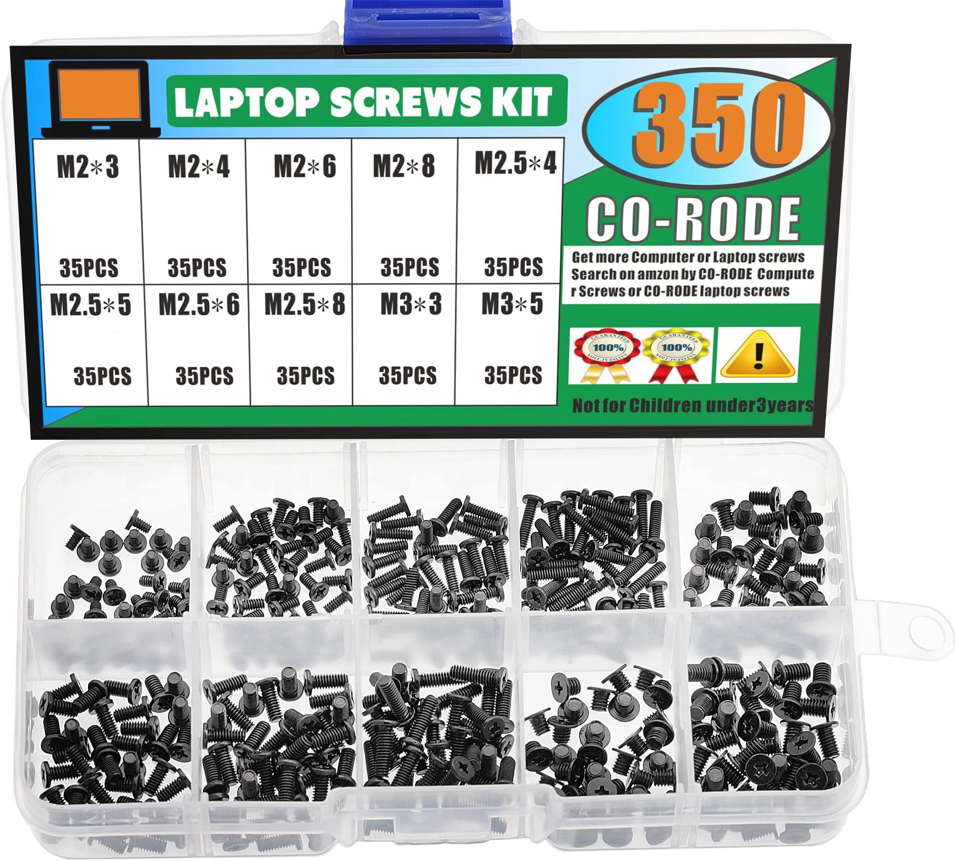 CO RODE 350 Pieces Laptop Screws Notebook Computer Screw Kit Set for IBM HP Dell Lenovo Samsung Sony Toshiba Gateway