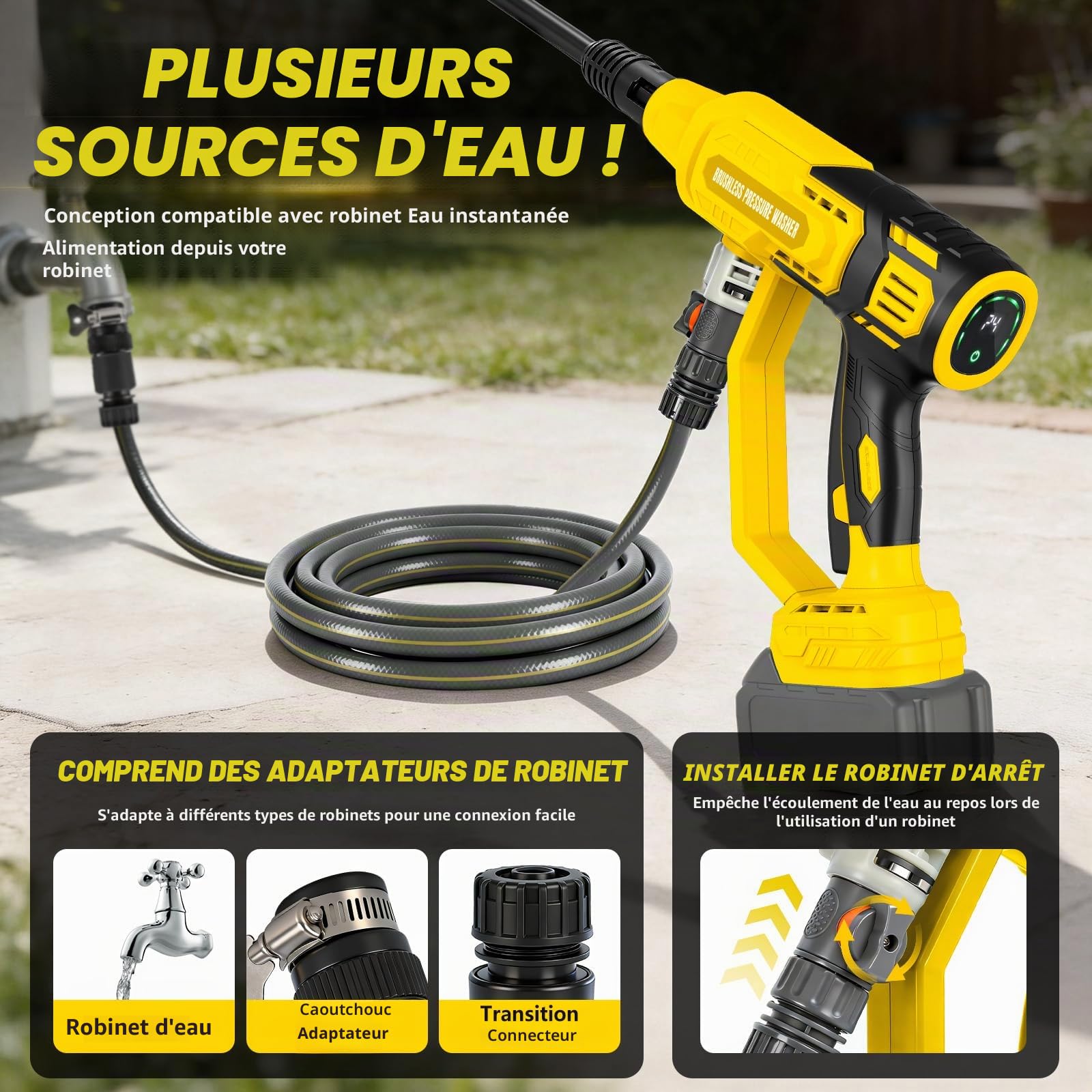 Nettoyeur Haute Pression sans Fil Compatible avec Dewalt 20 V 18 V