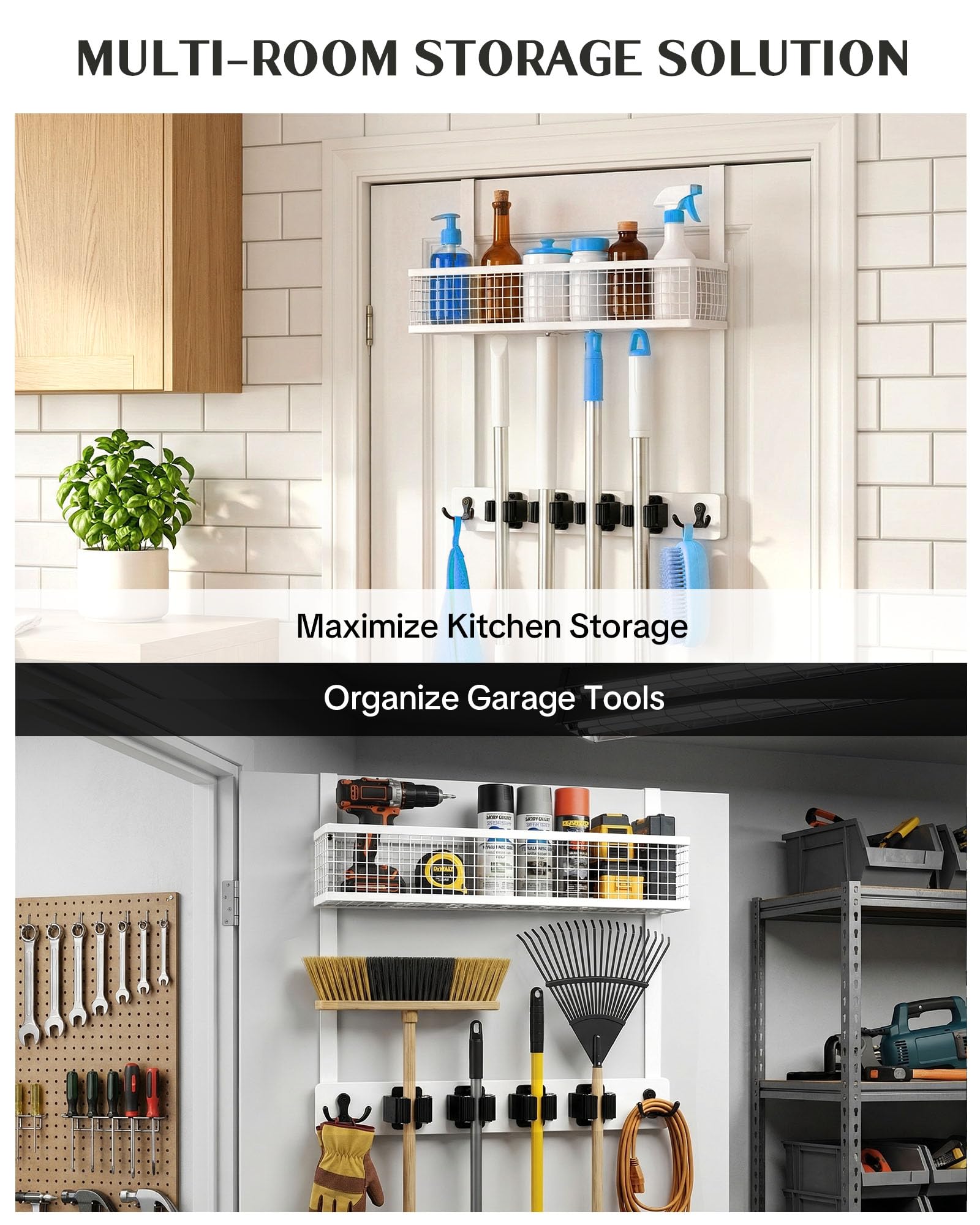 Over the Door Broom Holder - Organize Cleaning Supplies -5