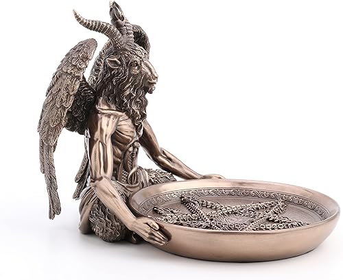 Miniatura 3 de Veronese Design Bandeja de altar de Baphomet de 5 3/4 pulgadas de alto, estatua de Polystone, acabado de bronce