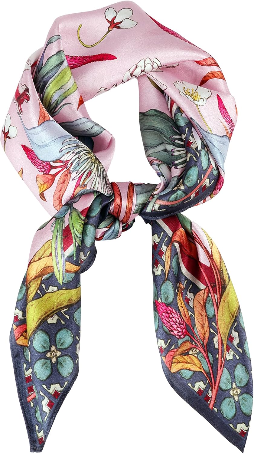 MEISEE 100% Pure Mulberry Silk Scarf 26" Square Scarf Neckerchief Headscarf Breathable Lightweight for Women Gift Packed
