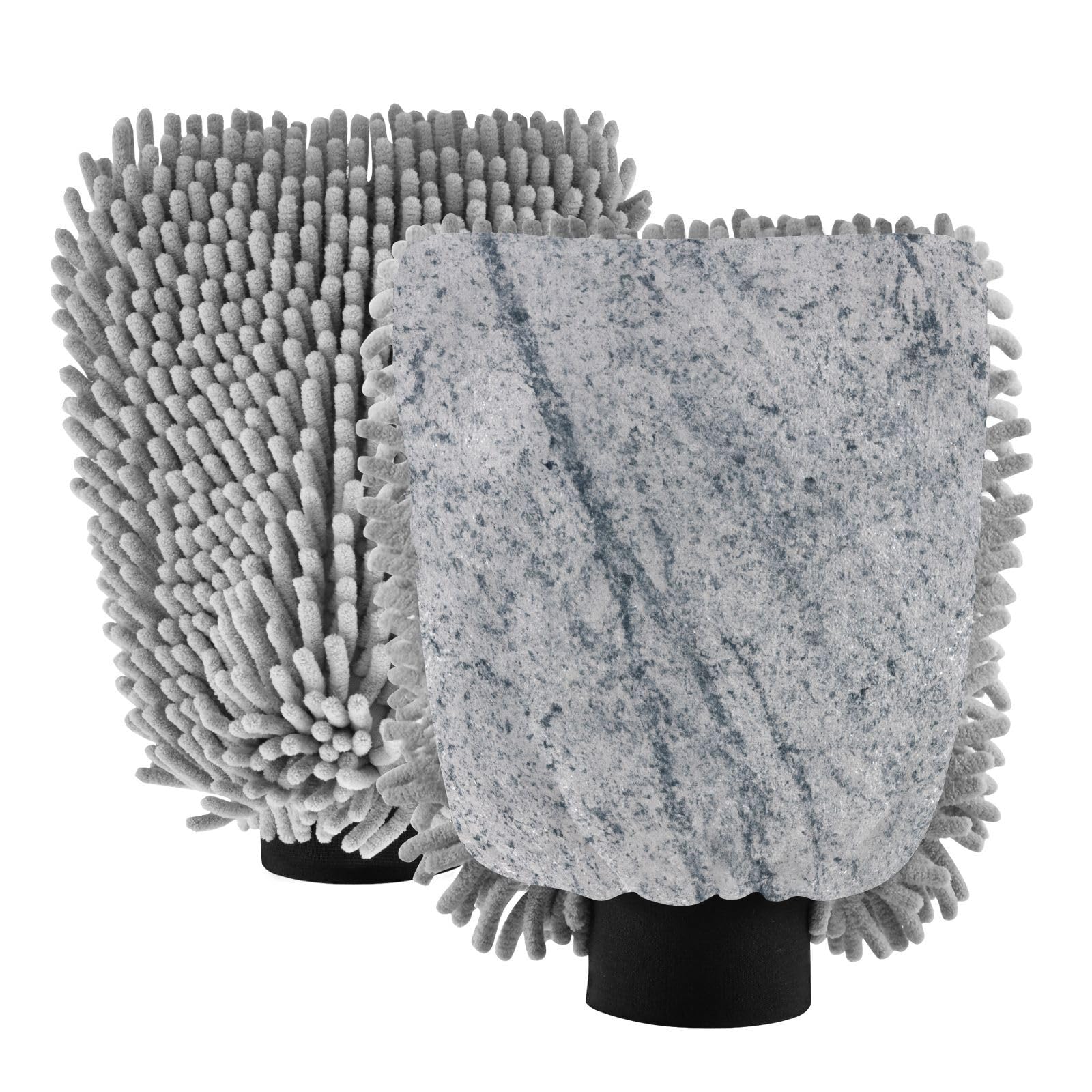 Concrete Marble Veins Car Wash Mitt 2PCS Absorbent Chenille Microfiber Mitts Scratch-Free Lint-Free Double-Sided Car Cleaning Gloves, 8.07"X11.8"