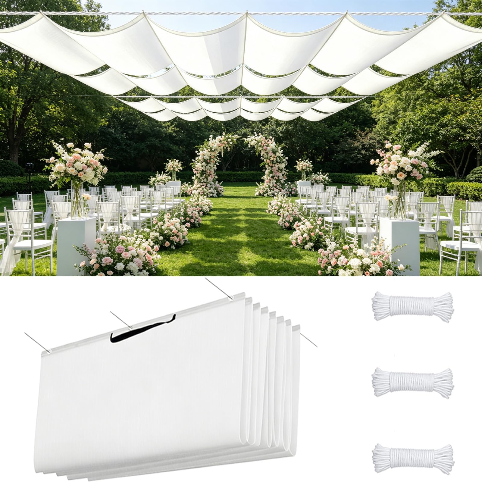 Voile d'ombrage rectangulaire blanc 1.6 x 14 m imperméable protection UV patio
