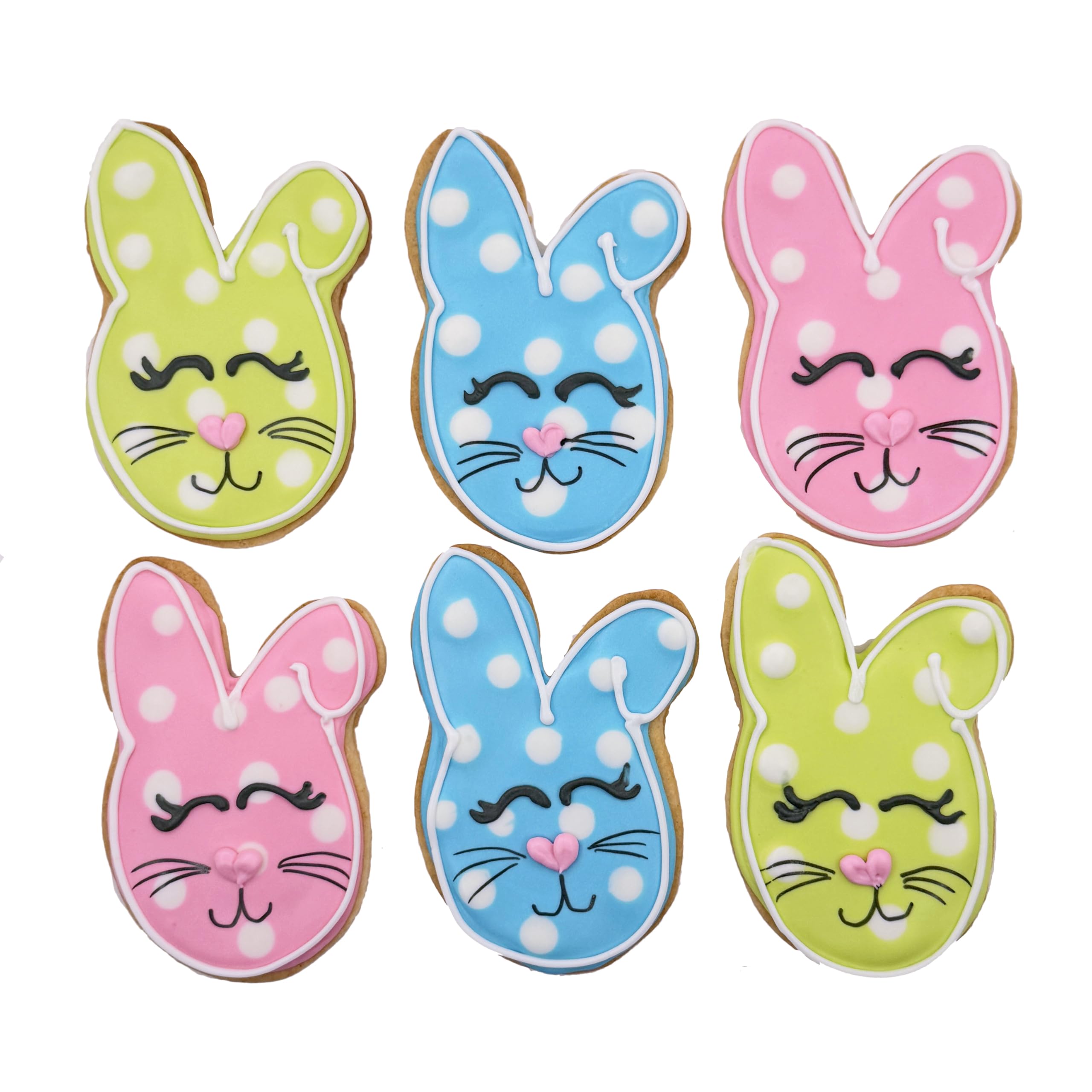 Easter Bunny Cookies- 6 Decorated Crunchy Shortbread Cookies Individually Wrapped With Bow by BakersDozenToGo
