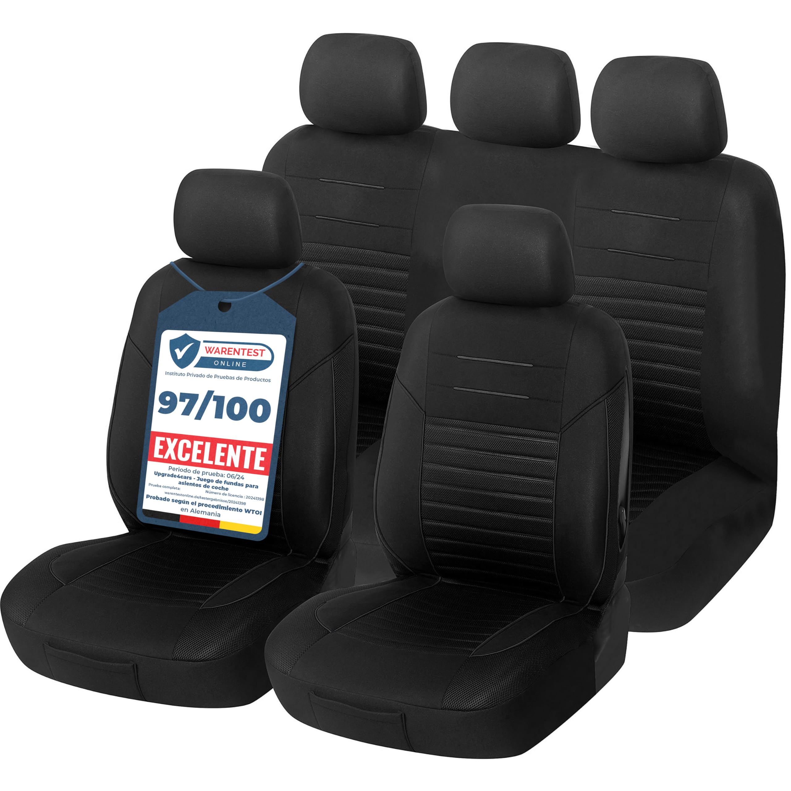 Upgrade4cars Fundas Asientos Coche Universales Negro | Cubre Universal | Protector de Asiento Delantero para Delantero y Trasero | Accesorios Interior Decoracion