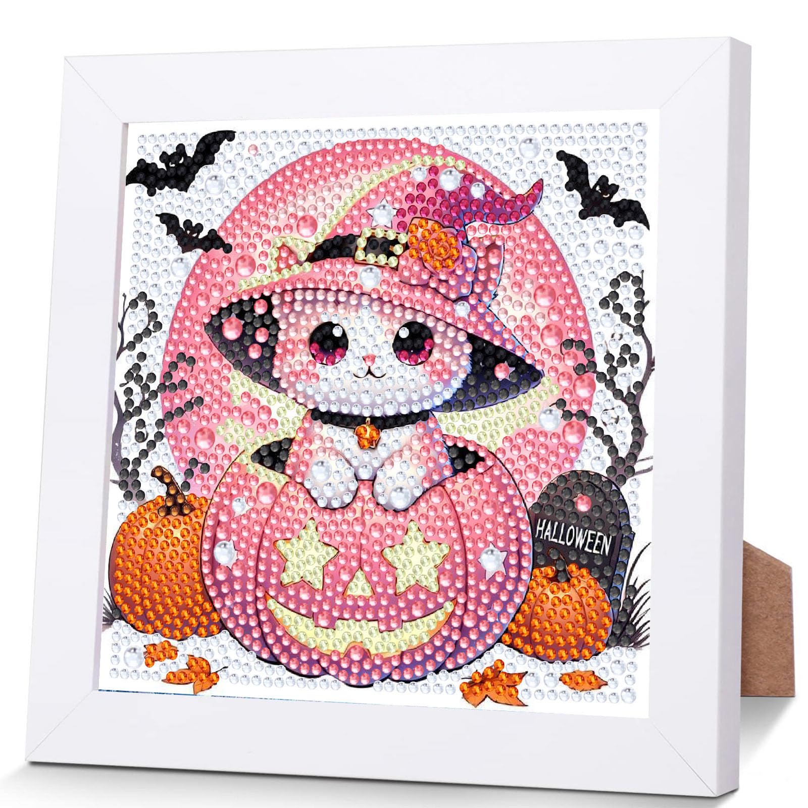 Cat Diamond Art Painting Kits for Kids with Frame Ages 4-8-12 (7x7 inch)