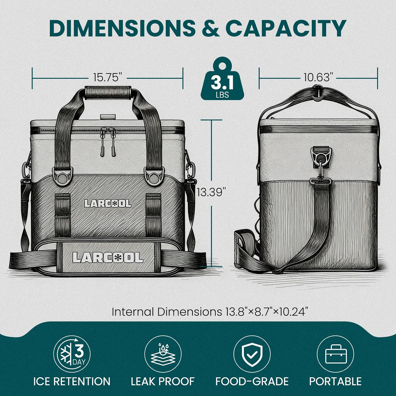 Ultra -Tough 24 Can Soft Cooler Bag | Insulated Waterproof Portable Ice Chest with Adjustable Strap | Large Leak-Proof Lunch Coolers Box for Beach | Travel | Camping | Car | Hiking - Image 6