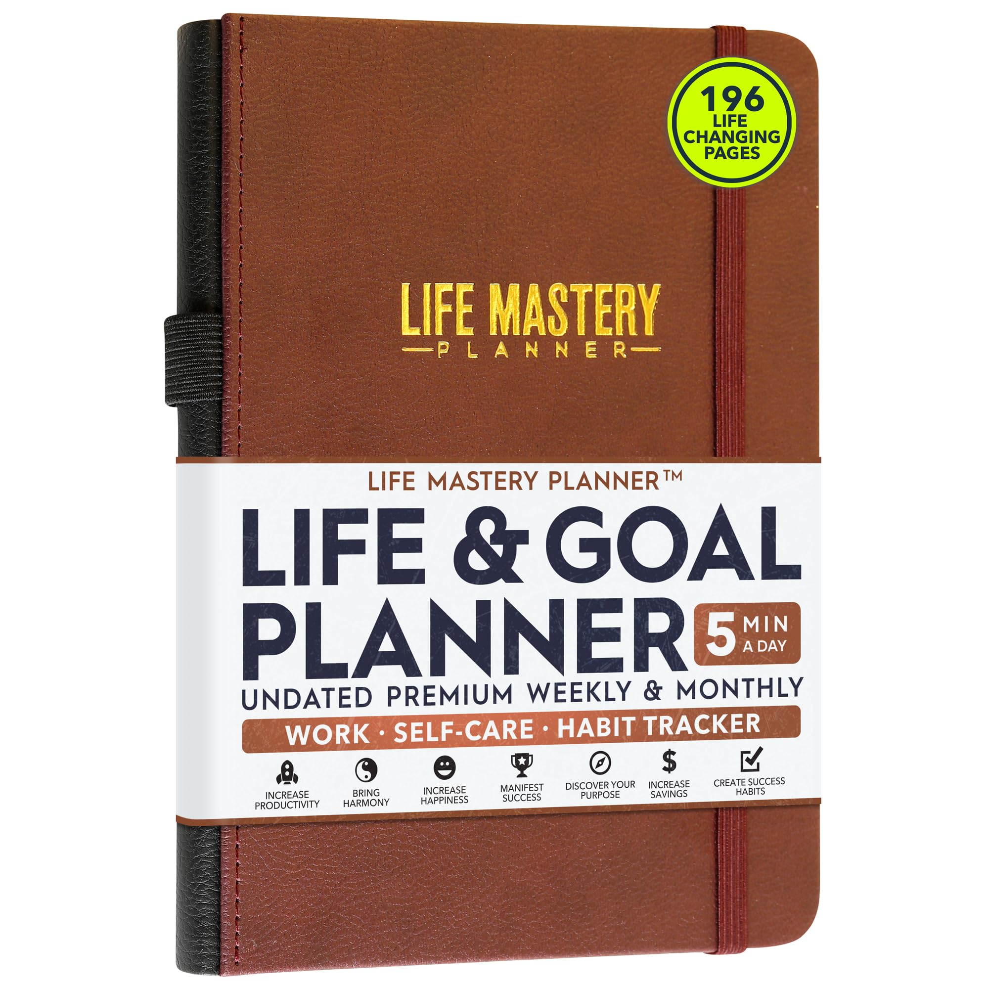 Life Mastery Planner - A 12 Month Journey to Crush Your Goals, Increase Productivity, Passion, Success & Happiness - Weekly & Monthly Life Planner,