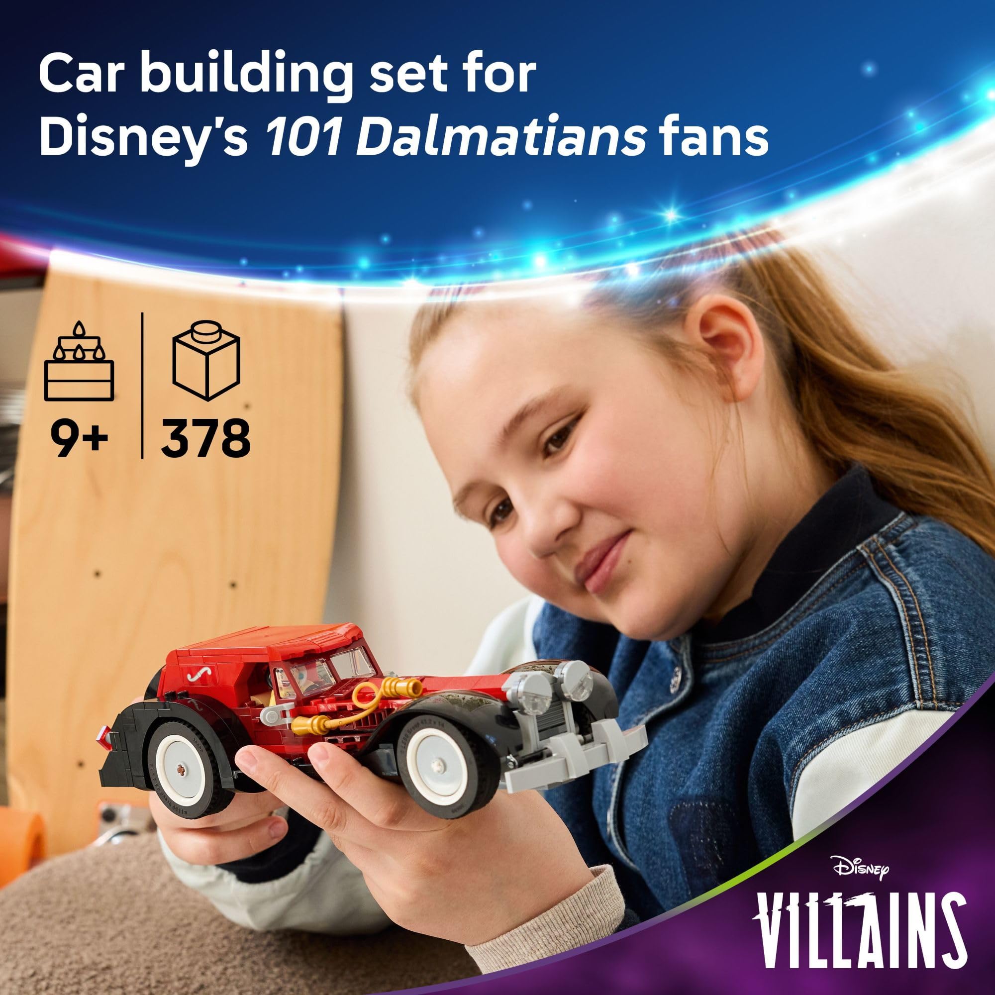LEGO Disney Cruella De Vil’s Car Toy - Model Building Kit W/Cruella and 101 Dalmatians Minifigures - Toy Car Playset for Boys & Girls, Ages 9+ - Gift Idea for Birthdays and Pretend Play - 43277