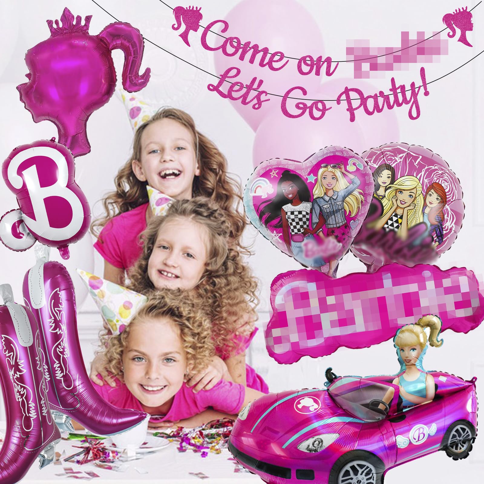 Pink Girl Party Decorations Foil Balloons Set, Pink Princess Birthday Party Decorations, Princess Foil Balloon Set, Princess Balloons for Girls Party Supplies - Image 2