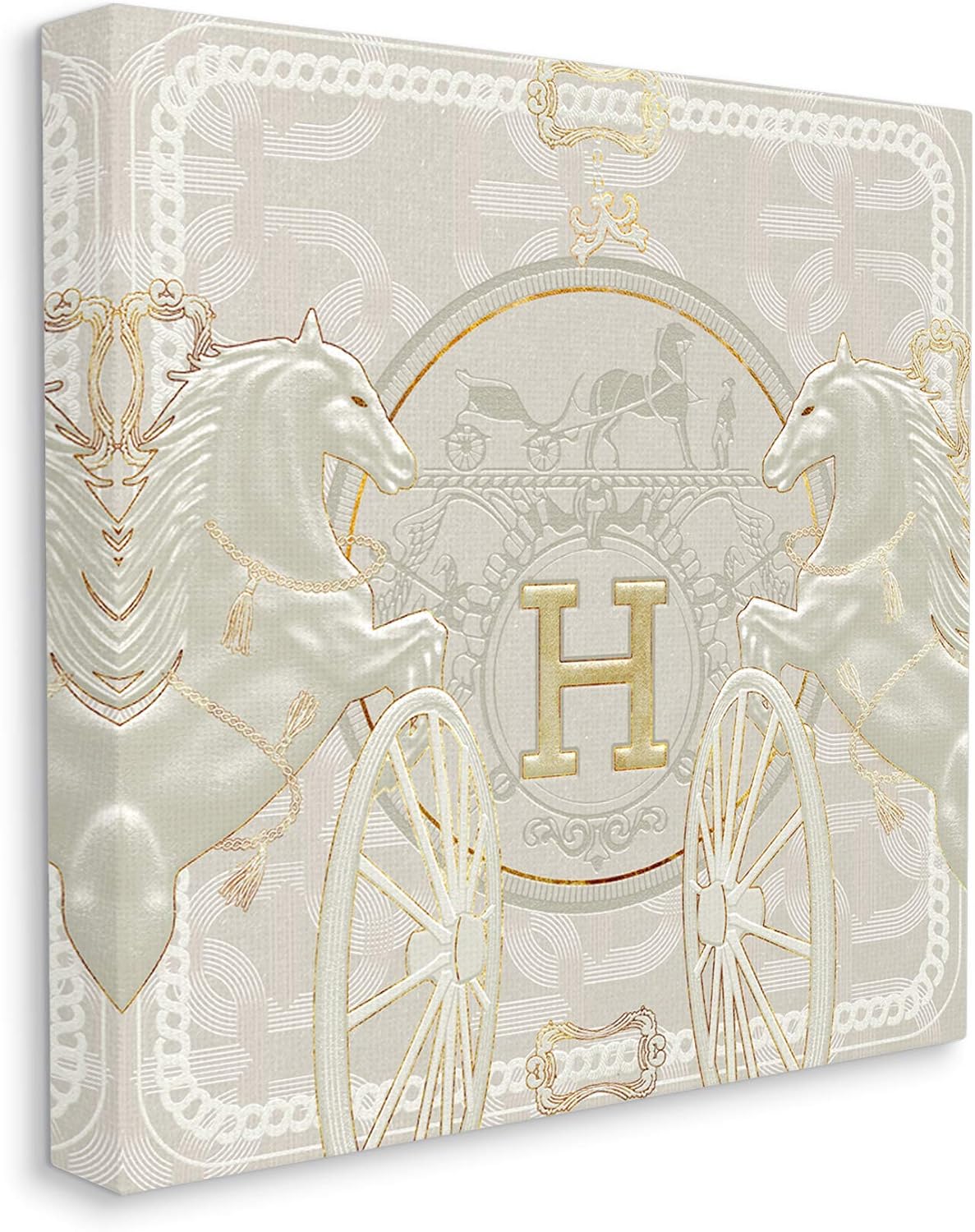 Stupell Industries 'Regal Horses Fashion Brand White Gold'| Wall Plaque Art | Stupell Industries | 12 x 12 Inches, Easy to Hang and Sturdy, Made in USA, by Ziwei Li