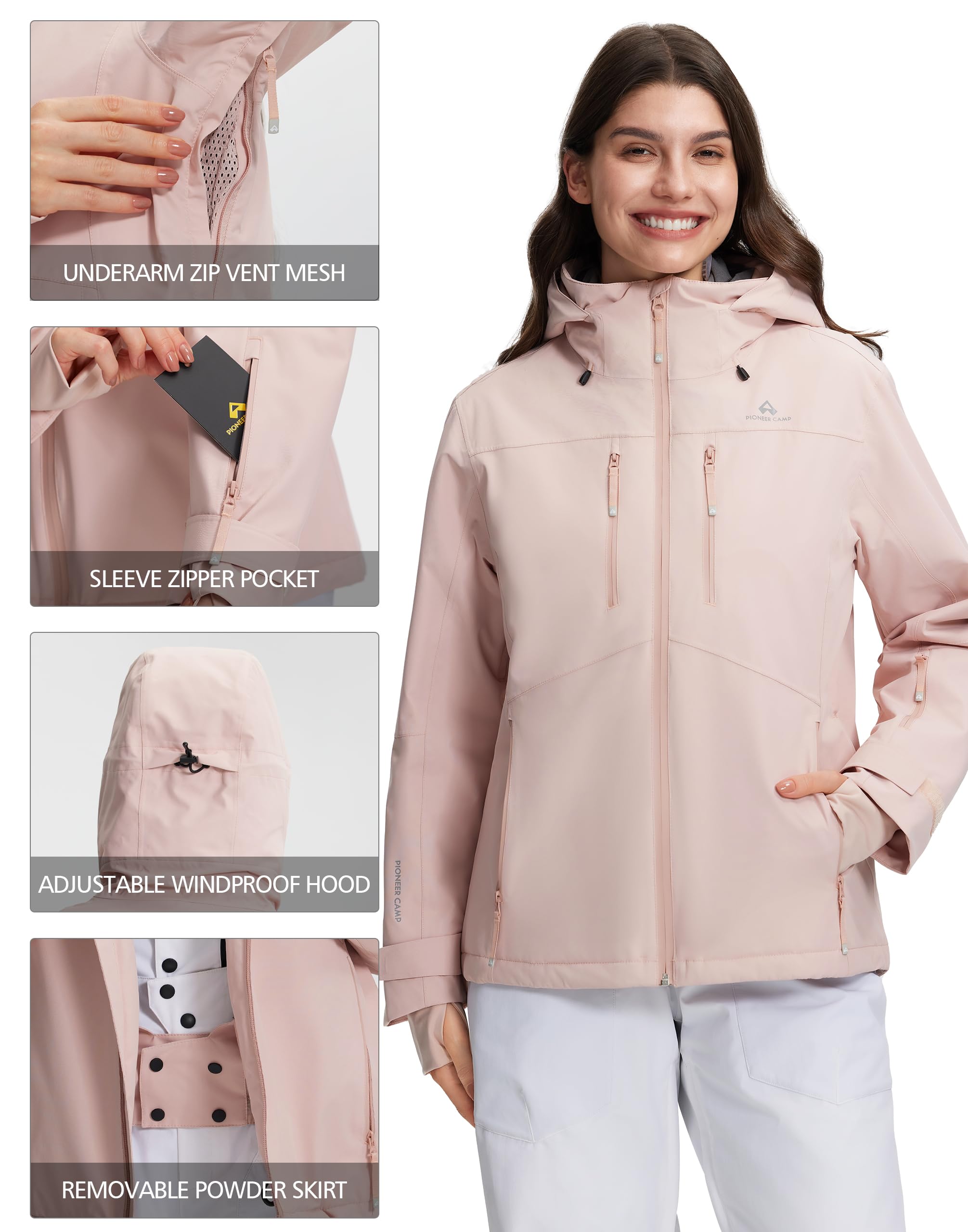 Pioneer Camp Damen Skijacke Wasserdicht Winddicht Warm Winter Outdoorjacke für Ski Snowboard Wandern