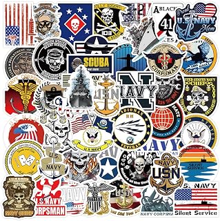 U.S. Navy Stickers,52 PCS United States Navy Pride Stickers for Water Bottles, Laptops, Suitcases,Skateboards,Cars,Perfect Gifts for Navy Veteran, Military Fans,Adults,Teens and Kids
