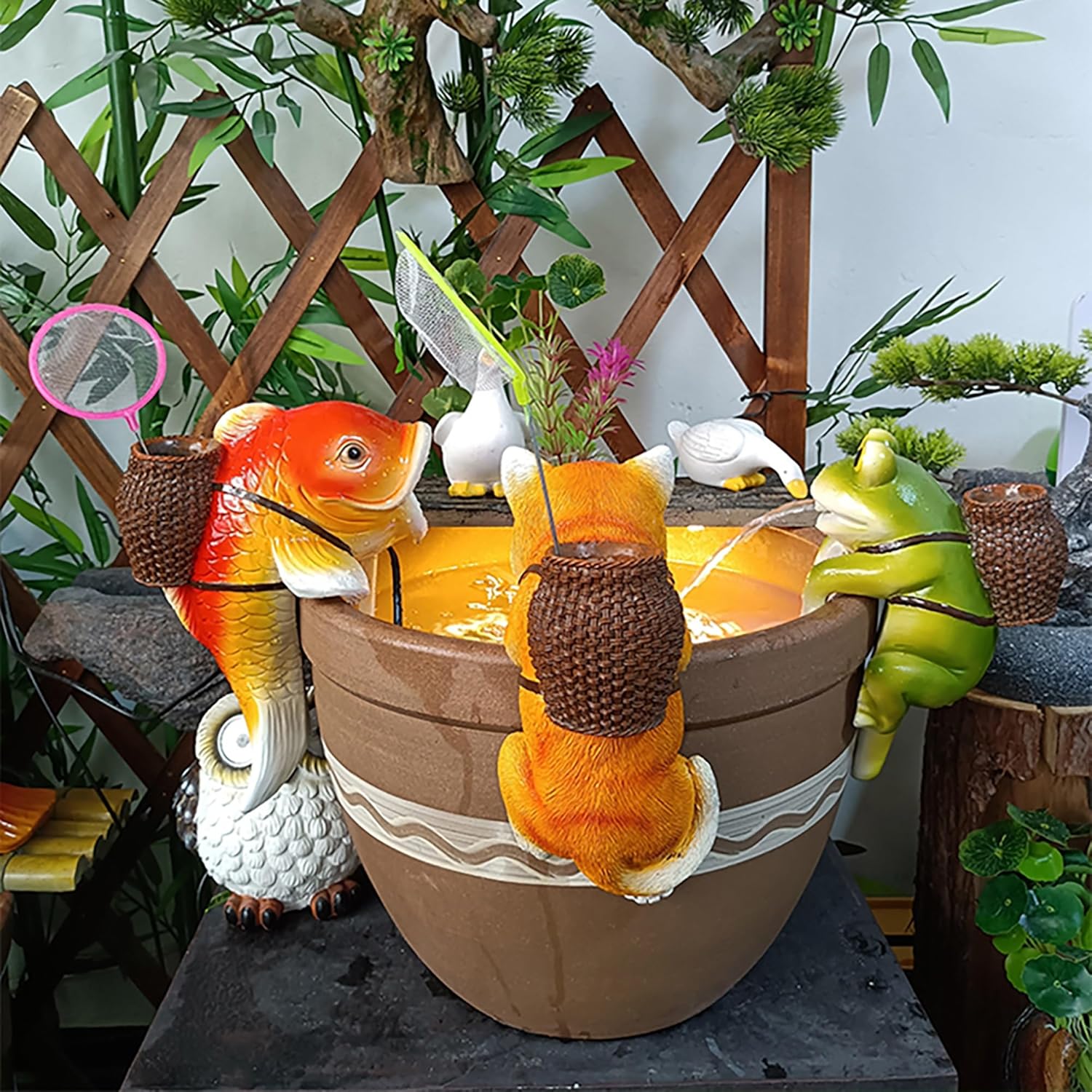 Pond Spitter for Small Ponds – Hanging Aquarium Decoration for Water Circulation and Fish Tank Landscaping Resin Material – Water Pump and Fish Tank Not Included(Yellow)