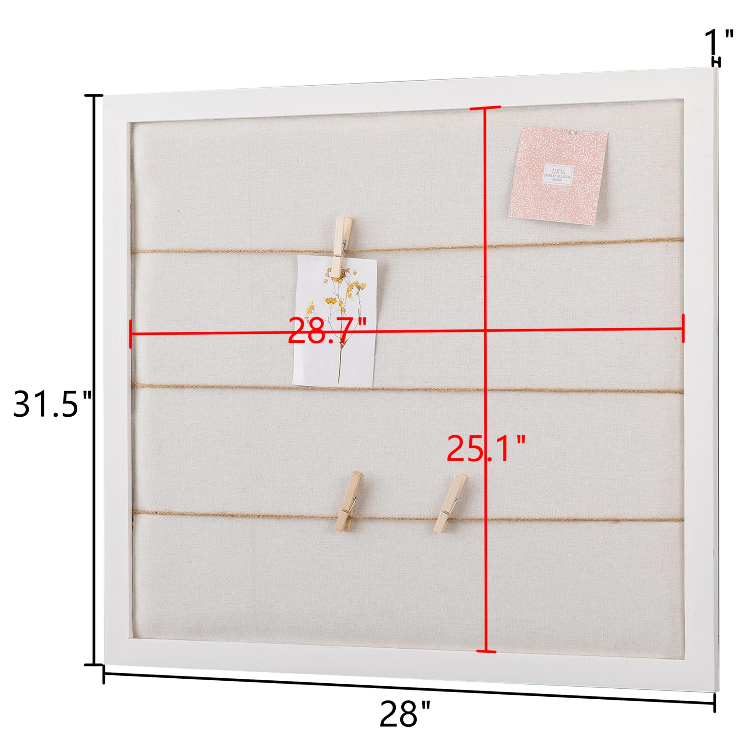 SOFE Pinnwand aus Leinen, rechteckig, Stoff, Pinnwände für Wände, hängende Foto-Display mit Clips, Holzrahmen, Nachrichtenbrett, Wandmontage, Sichttafel für Wohnzimmer, Schlafzimmer, Wanddekoration