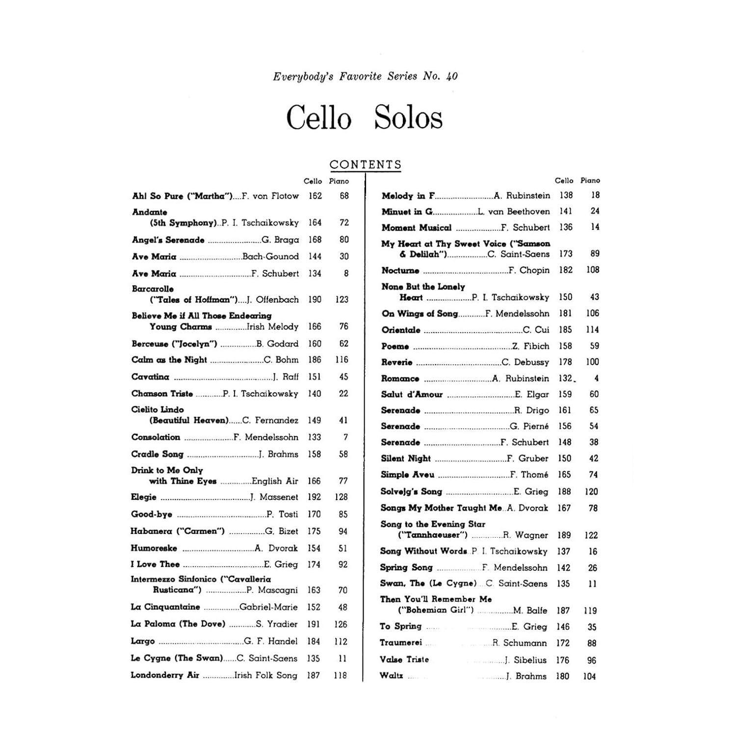 Cello Solos: Everybody's Favorite Series, Volume 40