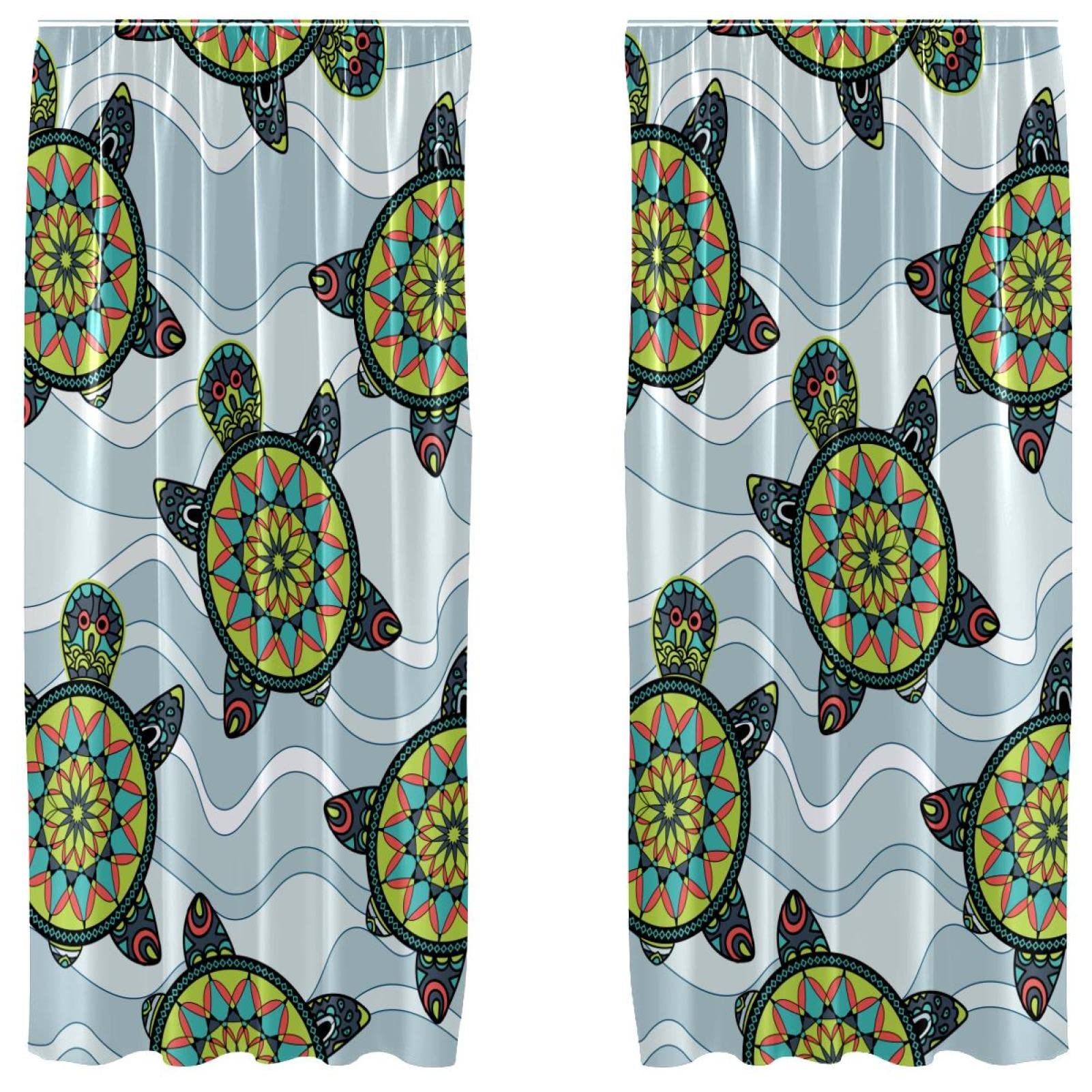 Cortinas de panel ligeras para salón, paneles bohemios de tortuga marina de 55x84 pulgadas