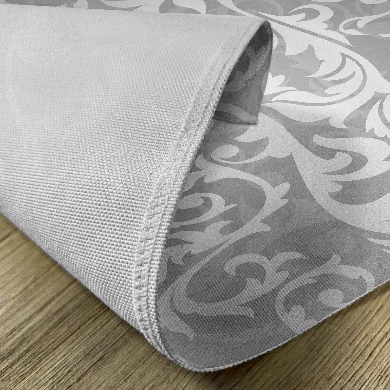 Ambesonne Grey Place Mats Set of 4, Victorian Style Large Leaf Floral Pattern Swirl Classic Abstract French Vintage Print, Washable Fabric Placemats for Dining Table, Standard Size, Seafoam Grey