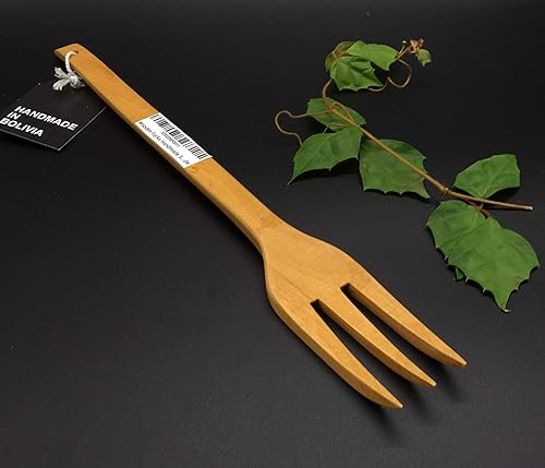 Miniatura 9 de Utensilios de cocina de madera para servir de alta resistencia al calor, hechos a mano (tenedor de madera - tres púas)