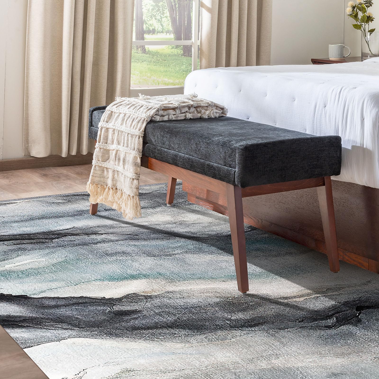 Vamcheer Tappeto Salotto Moderno Lavabile - Tappeto Soggiorno antiscivolo,Camera da Letto Pelo Corto, Tappeti Grande Sala da pranzo, ufficio, corridoio,120x170cm Blu/Oro