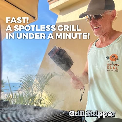 Miniatura 5 de GRILL STRIPPER Cepillo de parrilla sin cerdas para parrilla al aire libre  Cepillo de parrilla de vapor sin cerdas con rascador triple pendiente de