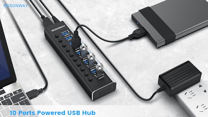 Amazon.com: Powered USB Hub Rosonway 16 Ports 96W USB 3.0