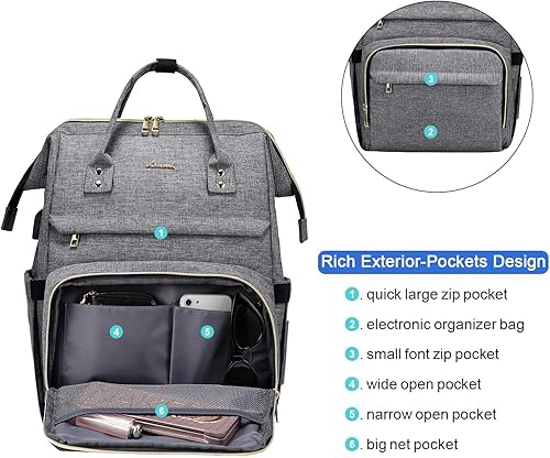 Miniatura 2 de LOVEVOOK Mochila para laptop para mujer, bolsa de trabajo para laptop, elegante mochila para profesores, bolsas de computadora de negocios, mochila