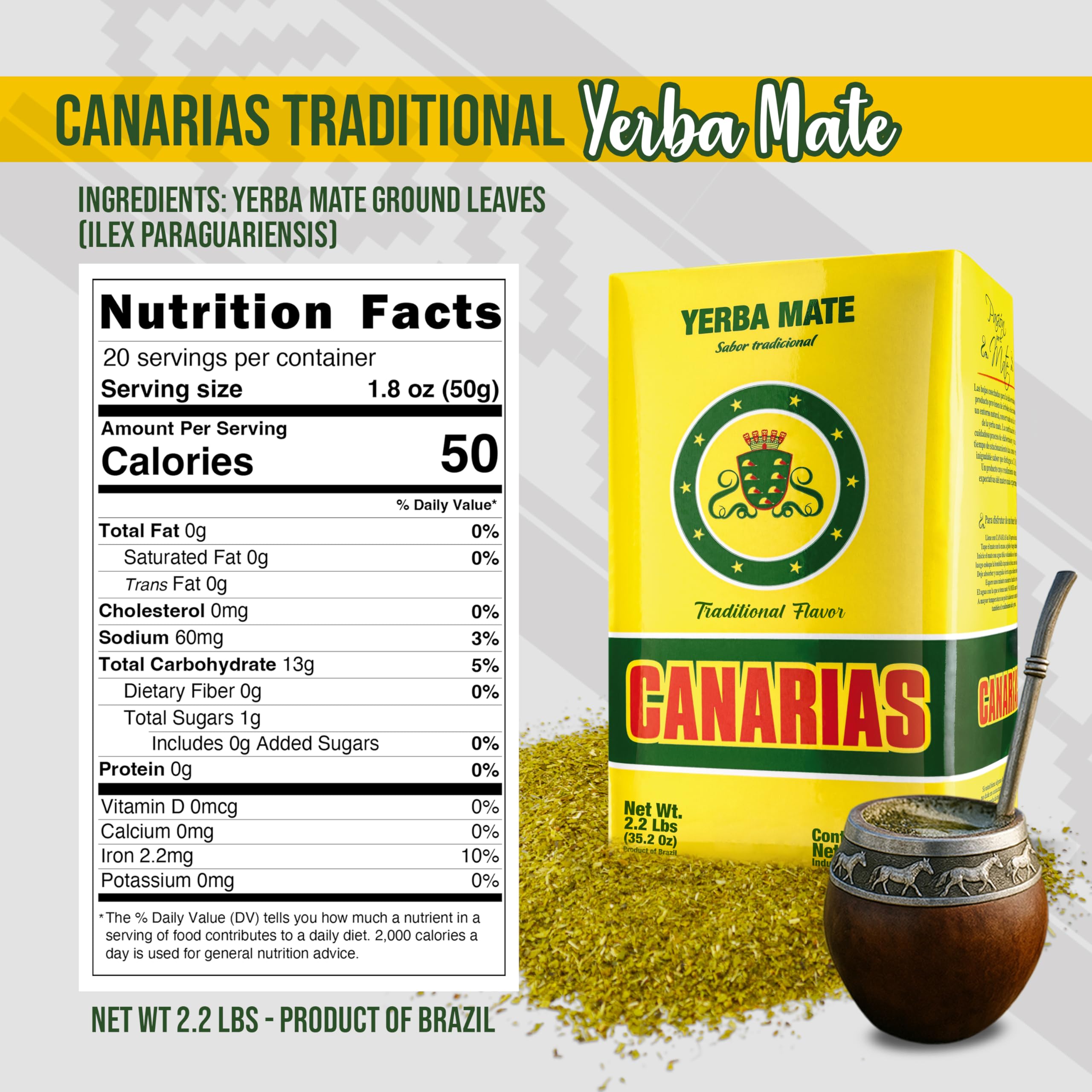 Canarias Yerba Mate 2.2 libras (cuatro paquetes)