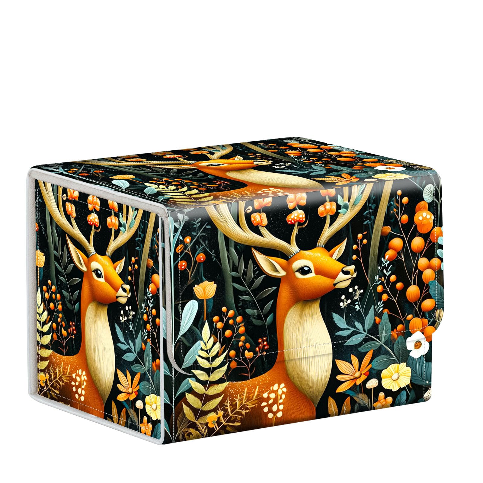 ETLKJVBL for MTG Card Storage Solution, Deer Flowers Plants for MTG Card Box and Commander Decks, High Capacity Anime Card Sleeves for Mtg Deck Box, Designed Specifically for Mtg Players