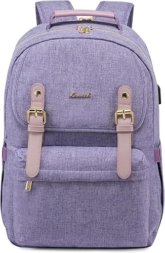 LOVEVOOK Mochila para laptop para mujer, mochila de viaje informal para la universidad, Púrpura, Moda