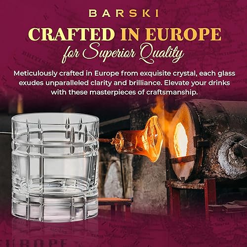 Miniatura 3 de Barski Vasos de whisky  Doble Old Fashioned Rocks Glass  Juego de 4 vasos de cristal DOF  para whisky  Bourbon  Agua  Bebidas  Vasos para beber  11